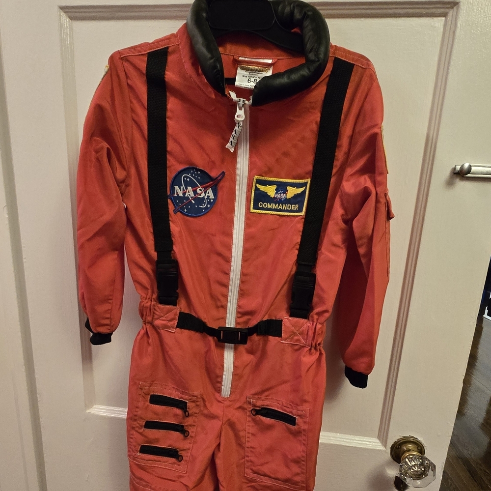 Aeromax Orange NASA Astronaut Costume With Hat (Size 6-8) Orig $50